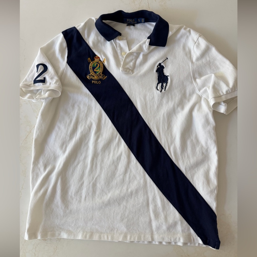 Polo Ralph Lauren big pony white/navy polo shirt